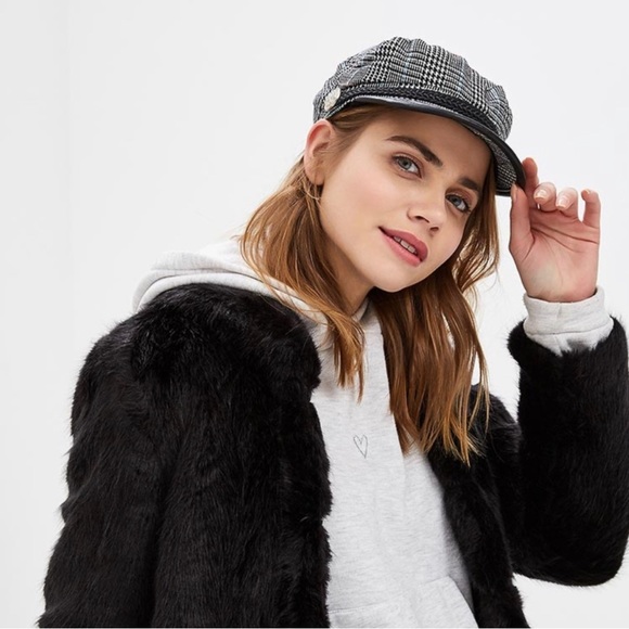 NWOT TopShop Chic Houndstooth Baker Boy Hat - Picture 6 of 6